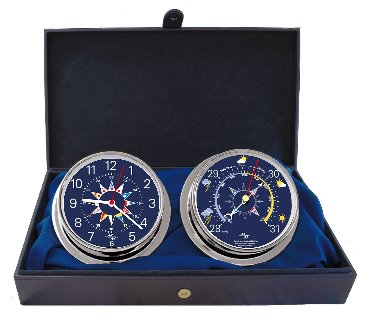 5.75” Diameter Clock and Barometer Instruments Nautical Cabin Gift Set
