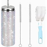 Glitter Water Bottles,Bling Cup -20oz Stainless Steel Diamond Water Bottle Insulated Cups with Lids and Straws Rhinestone,Gift for Women Mom Girlfreind (AB color)