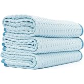 The Rag Company Dry Me A River Car Drying Towel, 16x24 in, 3-Pack | Paint-Safe &amp; Scratch-Free, Ultra-Absorbent, Light Blue, 70/30 Blend Korean Microfiber, 390 GSM, Dries Vehicles Faster