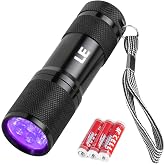 Lepro 395nm UV LED Flashlight, 9 LED Blacklight Detector | Pet urine, stain, bed bug detector. Authenticate currency, IDs. 3 AAA batteries included. Pocket-size, lightweight.