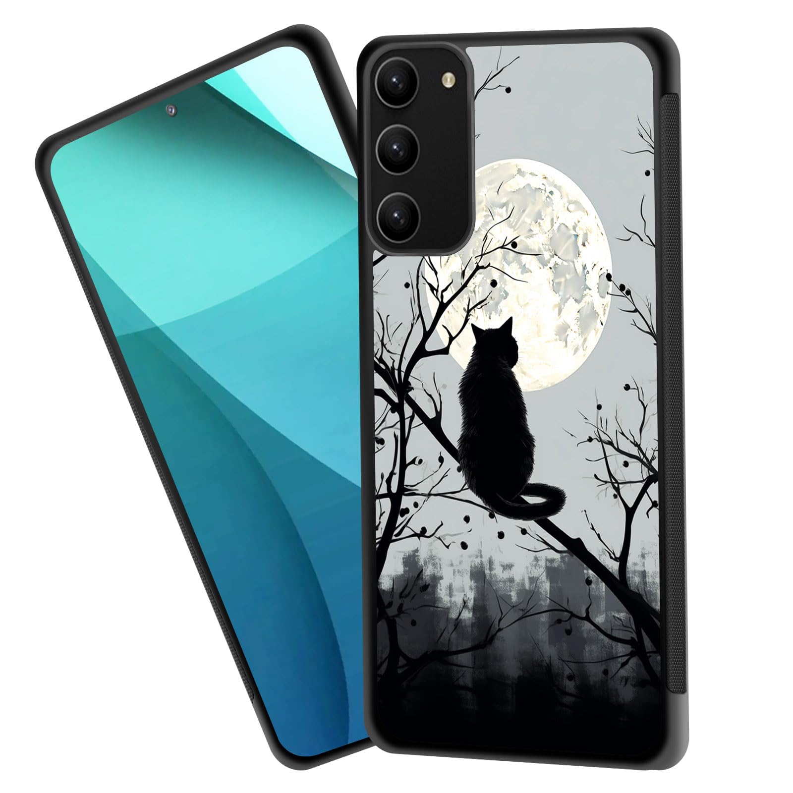 Photo 1 of ZQLPLZR for Galaxy S20 FE 5G 2022 Case,Tire Anti-Skid Edges Cute Design Shockproof Bumper Full Protection Black Back Cover for Samsung Galaxy S20 FE 2020/ S20 FE 5G 2022,Black Cat and Moon