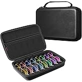 Fintie Travel Sunglasses Organizer Case with 8-Slot Adjustable Compartments, Hard EVA Eyeglasses Storage Bag for Men Women (Vintage Black)