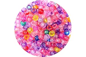 IOOLEEM 1000 Glitter Hair Beads for Crafts, Pony Beads Bulk, DIY & Bracelets Making