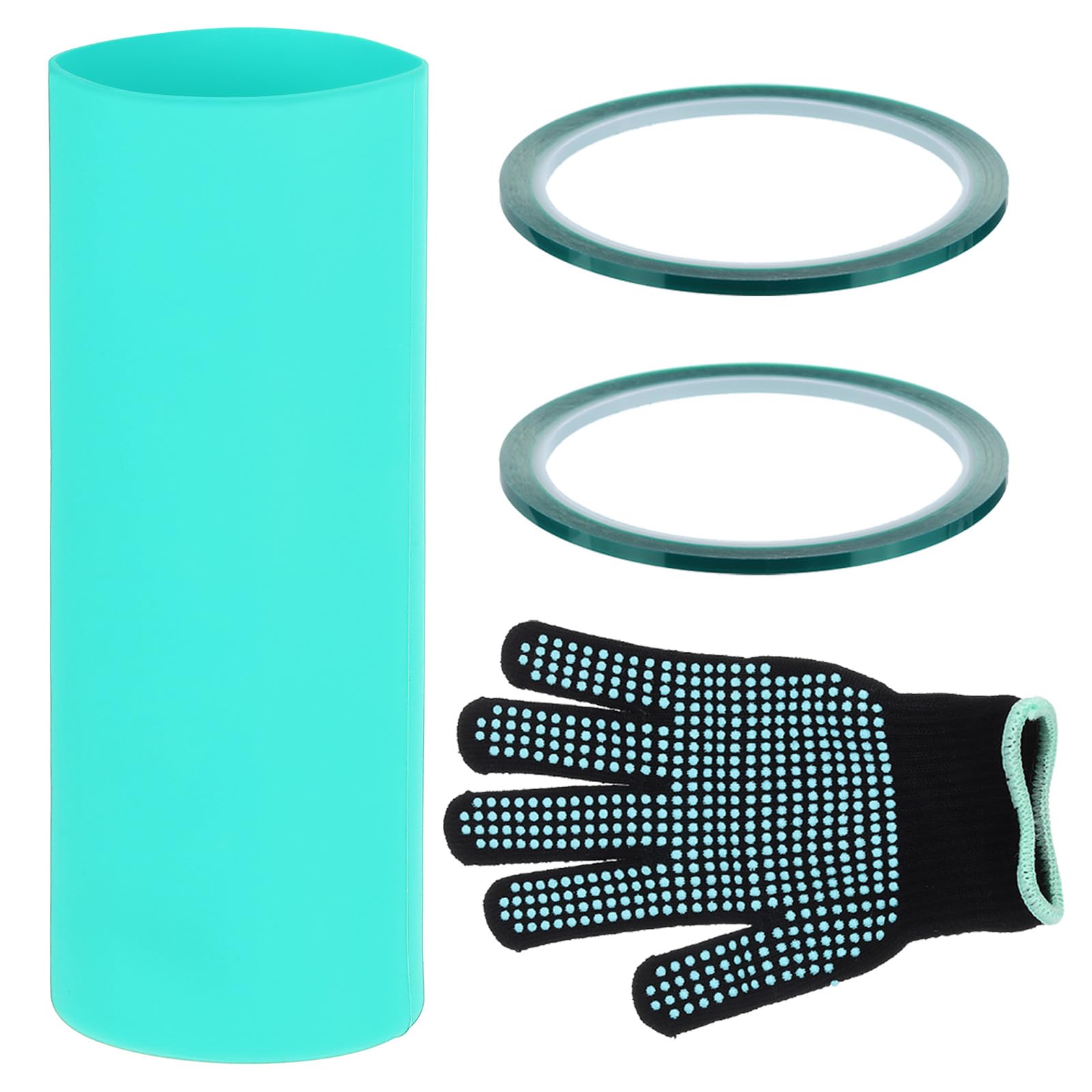 PATIKIL Silicone Sublimation Tumblers Sleeve Kit, Heat Resistant Seamless Tumblers Wrap for 20 Oz Sublimation Blank Cups with Glove, Tape, Green
