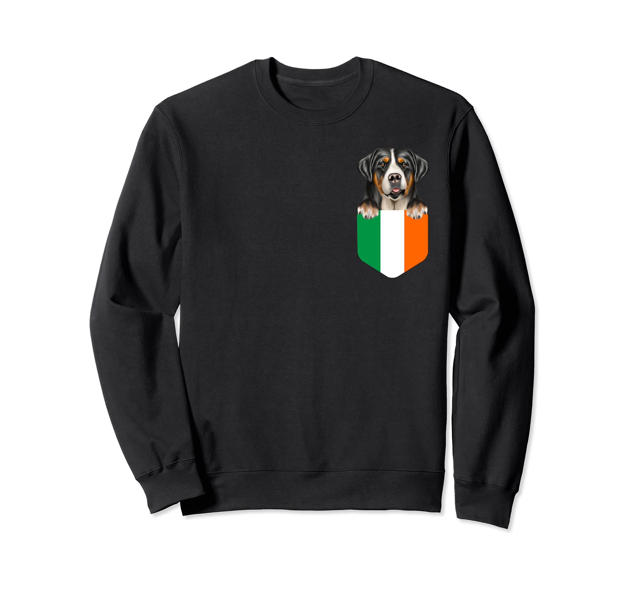 Ireland Flag Greater Swiss Mountain Dog Dog In Pocket Sweatshirt