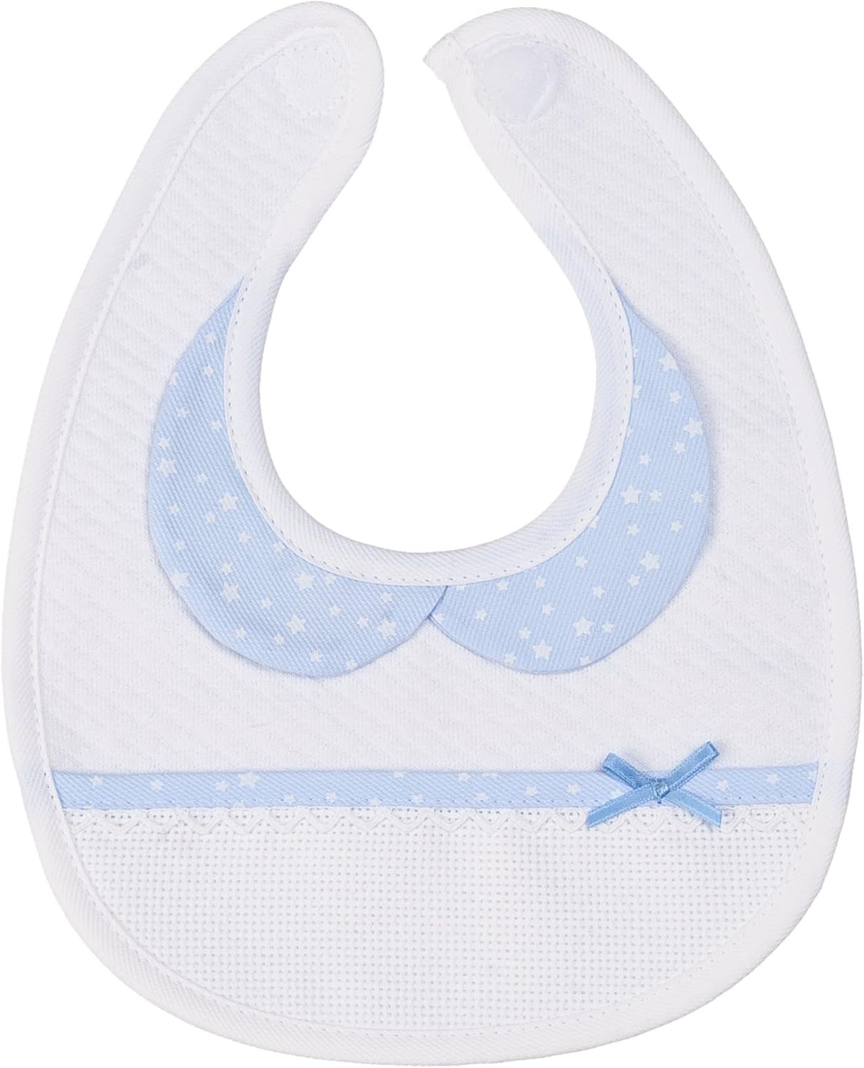 FILET, Baby Bib in Soft White Fabric and Sky Collar, Aida Pocket to Embroider, Protects Baby Clothes from Feeding - Image 3