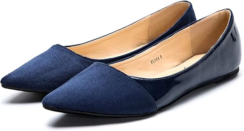 Amazon Com Mila Lady Flora Stylish Suede Patent Pu Pointed Toe