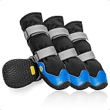 OHCOZZY Dog Shoes Reflective Straps Waterproof Anti-Slip Boots S Blue