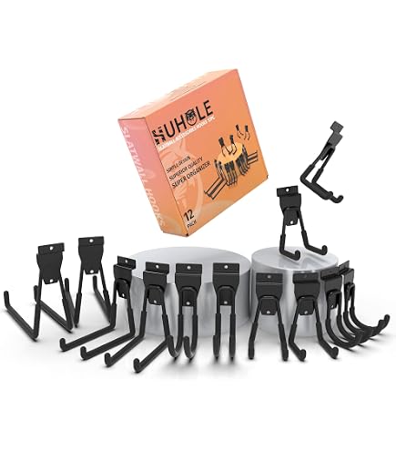 Black Metal Gridwall Hooks Box of 12 - Six 4-Inch and Six 6-Inch