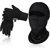 JaGely Winter Balaclava Face Mask Ski Gloves Set Breathable Full Face Mask Touchscreen Waterproof Gloves for Men Women Riding
