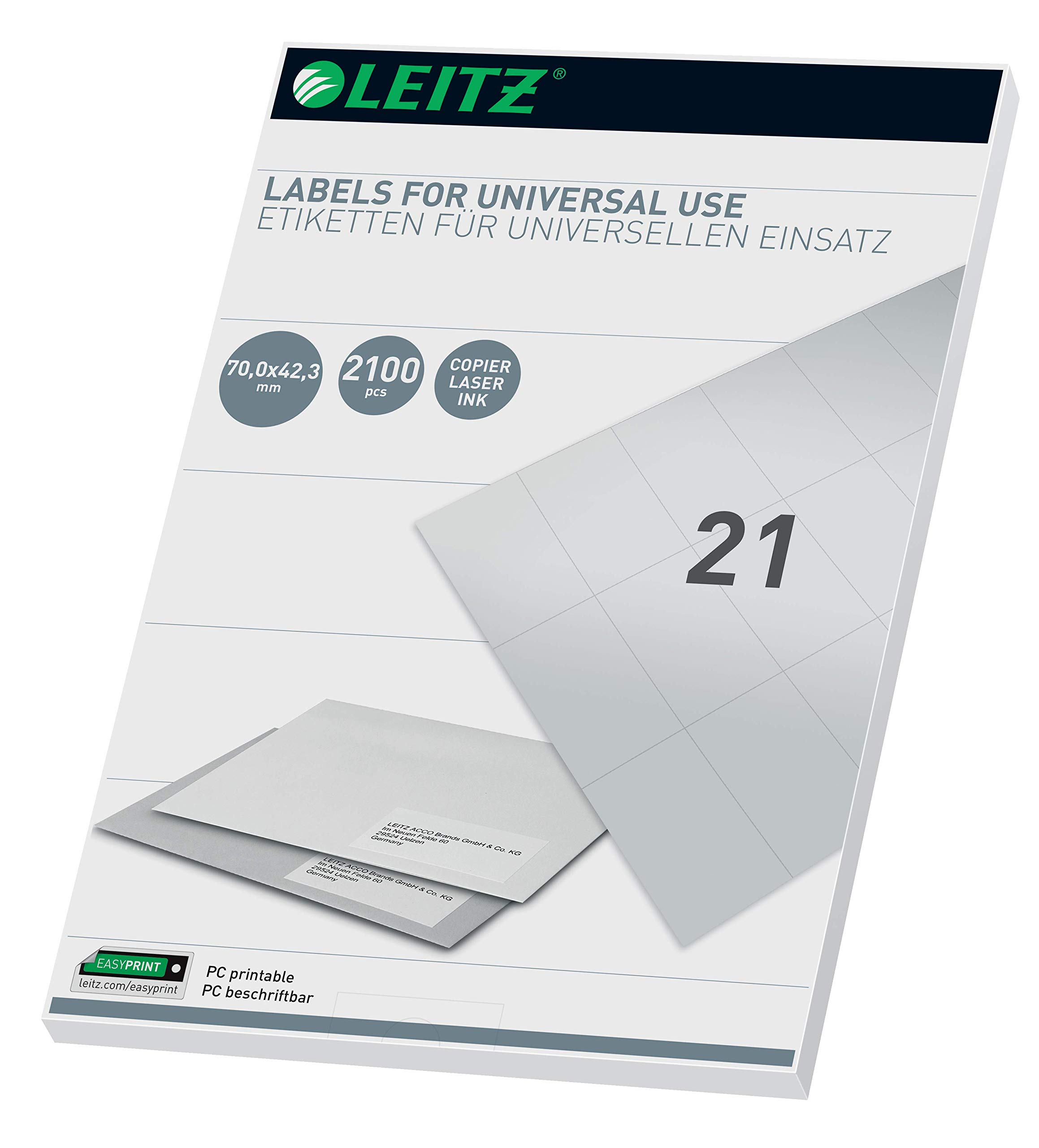 Leitz 61780001 Universal Labels for PC Write-On 70 x 42.3 mm White