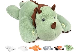 Niuniu Daddy 24" | 3.5 Pound Weighted Dinosaur Stuffed Animal, Giant Weighted Green Dino Plush Toy Body Pillow for Baby Girl Boy Adult Kid with Soft Fur Pillowfort Stuffy for Christmas Birthday Gift