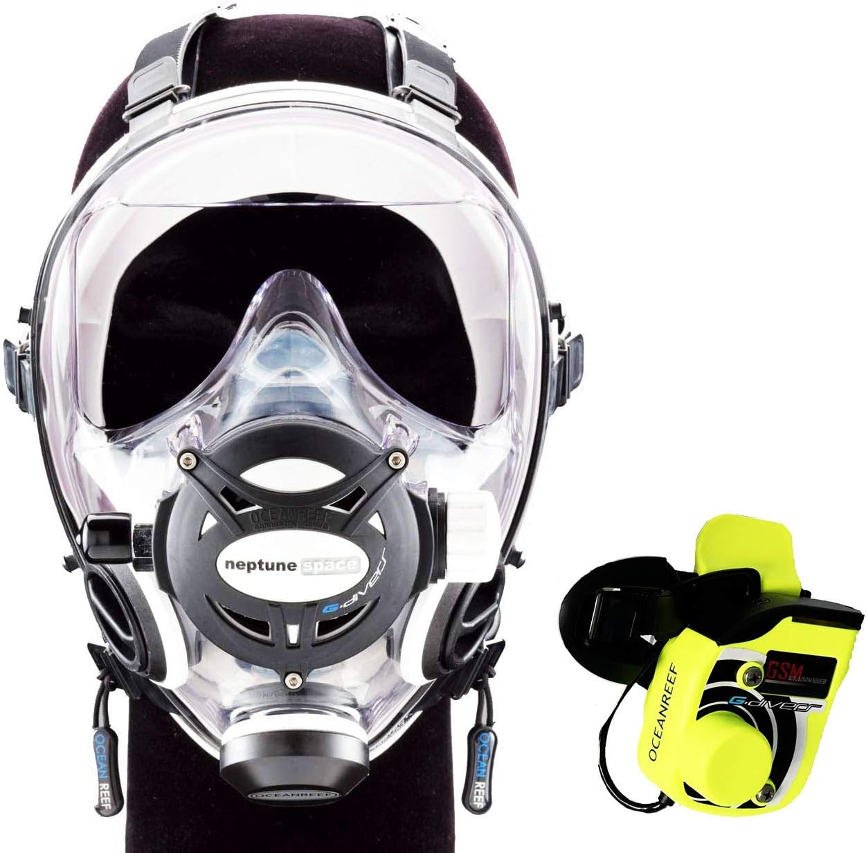 OCEAN REEF Neptune Space GDivers Integrated Full Face Diving Mask with GSM G.Divers, White, Medium/Large
