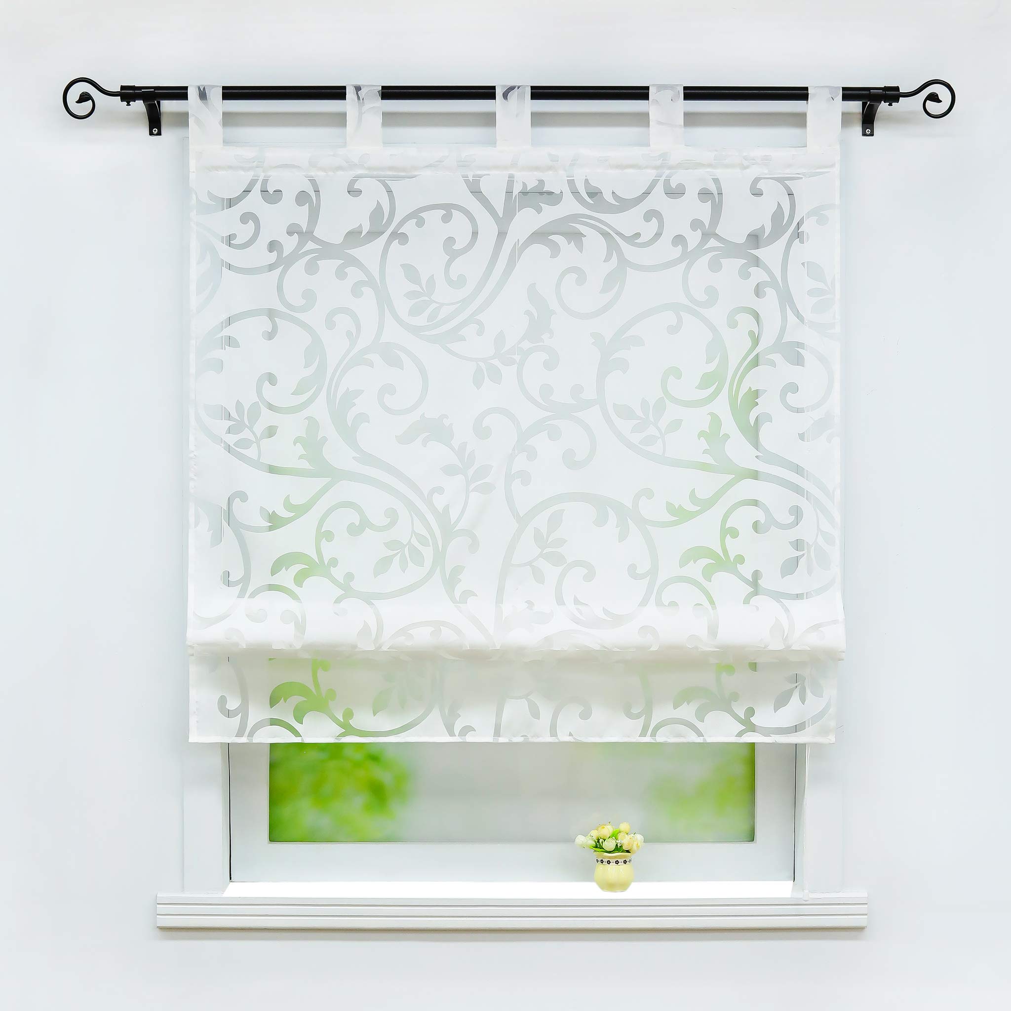 Joyswahl Jessica Roman Blind Burn-Out Curtains with Loops, White, BxH 60x140cm