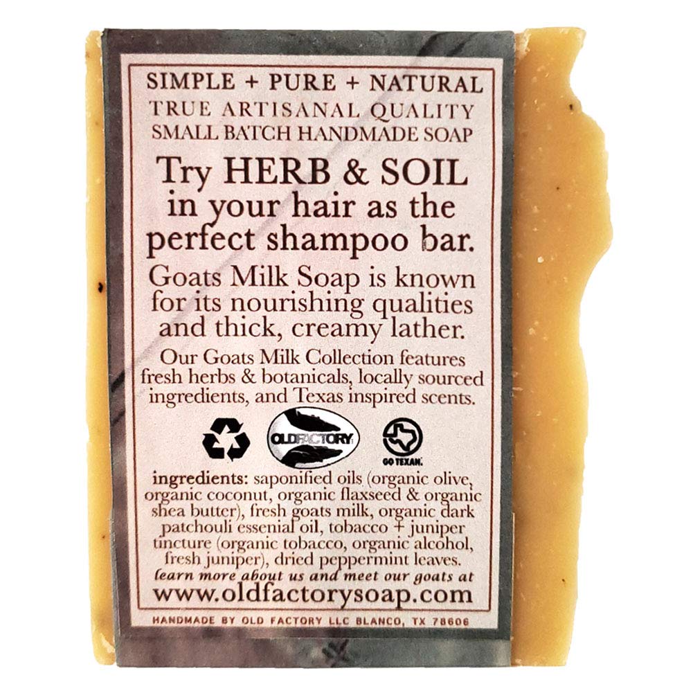 Herb and Soil Goat Shampoo Bar | All Natural Handmade Soap for Hair, Body and Face | Quality Small Batch Handmade in USA | Suitable for All Hair Type | Organic Solid Bar for Men and Women