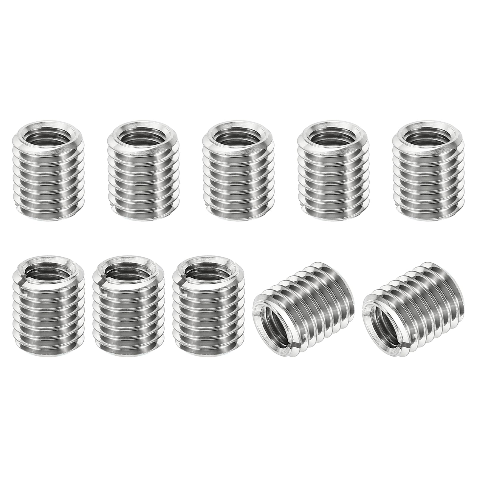 PATIKIL Thread Adapters Sleeve Reducing Nut, 10 Pcs M14x2 Male to M10x1.5 Female Repairing Insert Nut Screw Reducer Stainless Steel Fastener 16mm