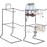 Coume 2 Pcs Jewelry Necklace Display Stand Metal Retail Counter, Black | Display Stand for Necklace Bracelets, Earrings, Ring, Keys, Watches