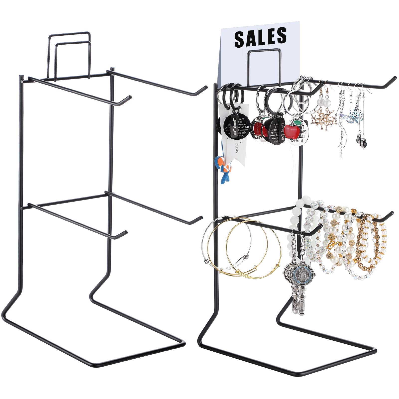 Photo 1 of Coume 2 Pcs Jewelry Necklace Display Stand Metal Retail Counter Display Stand for Necklace Bracelets, Earrings, Ring, Keys, Watches(Black)