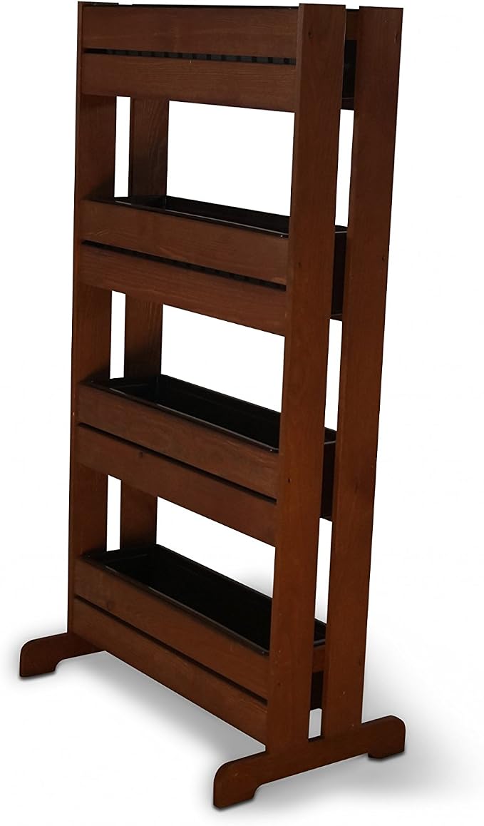 Soporte vertical de madera para plantas con 4 maceteros de ...