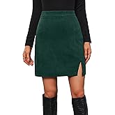 TredyDali Women's Corduroy Split Hem Mini Skirt High Waist Bodycon Pencil Skirt