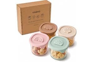 Baby Food Containers with Lids Silicone Baby Food Storage Containers for Infants & Toddlers, Leakproof Freezer-Safe Reusable Baby Food Jars for Breastmilk & Solid Foods, 4oz Silicone Containers, 4PK