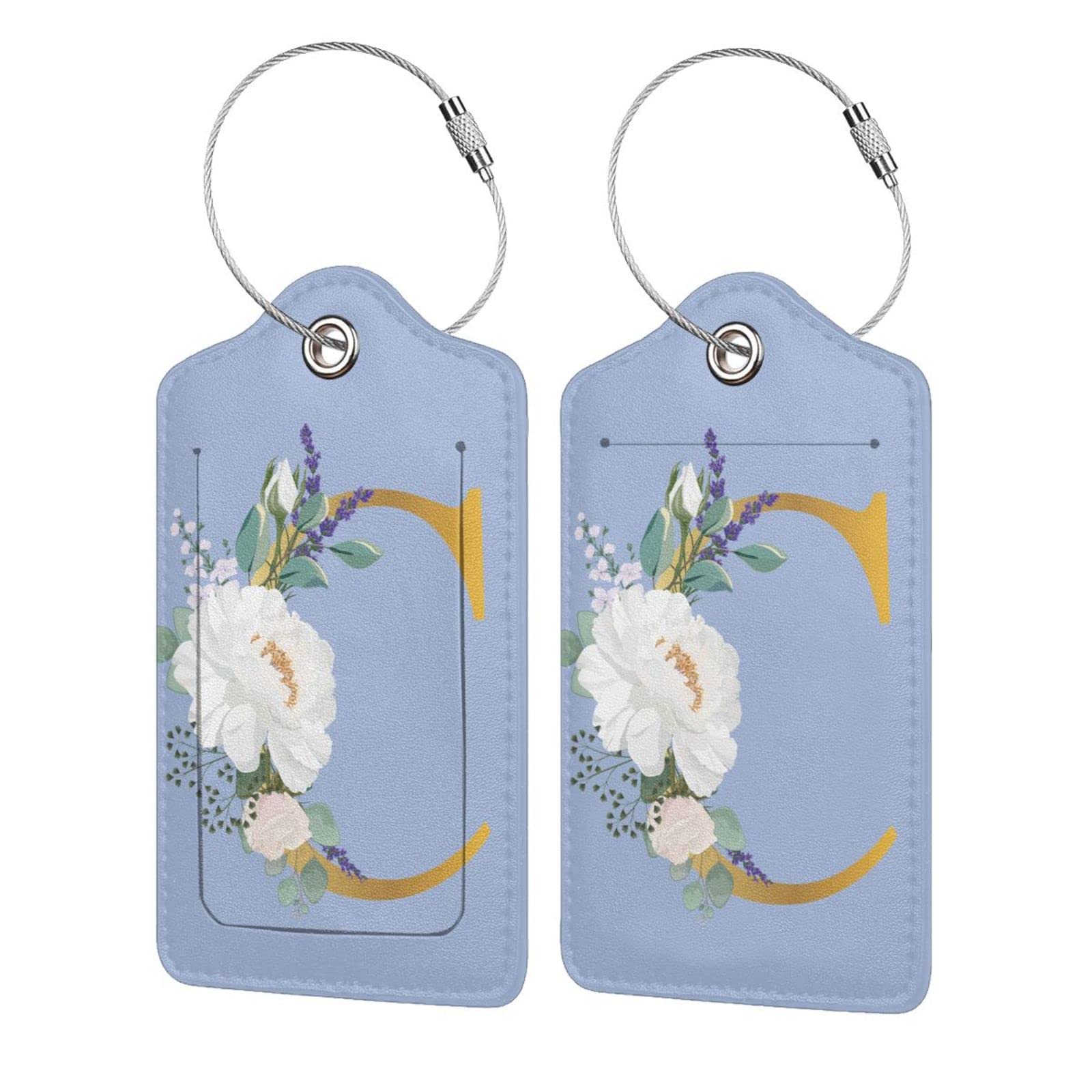 2 PCS Flower Lette C Luggage Tag for Suitcases