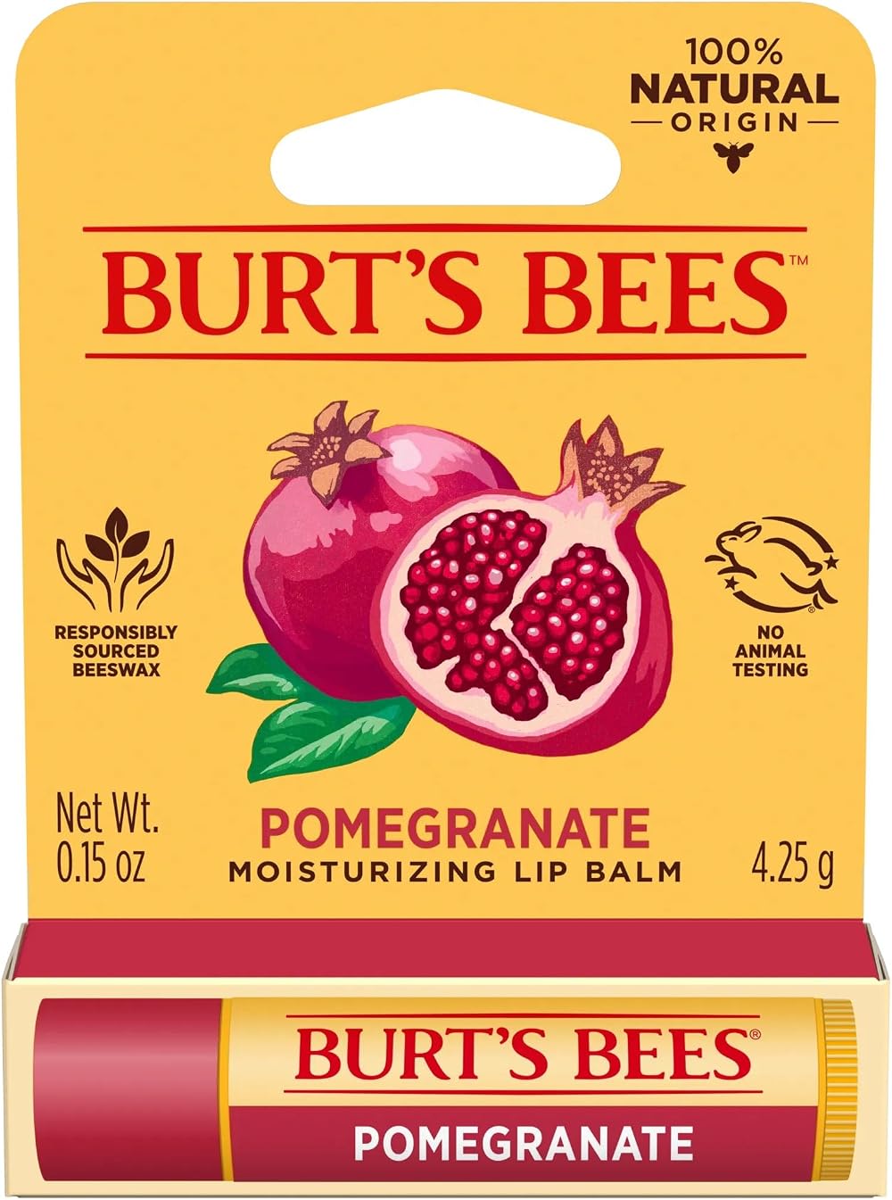 Burt's Bees Pomegranate Moisturizing Lip Balm Pack of 12 Natural Ingredients