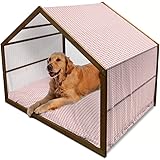 Ambesonne Modern Wooden Dog House, Geometrical Chevron Lines and Triangle Shaped Border Seem Art Image, Indoor & Outdoor Port