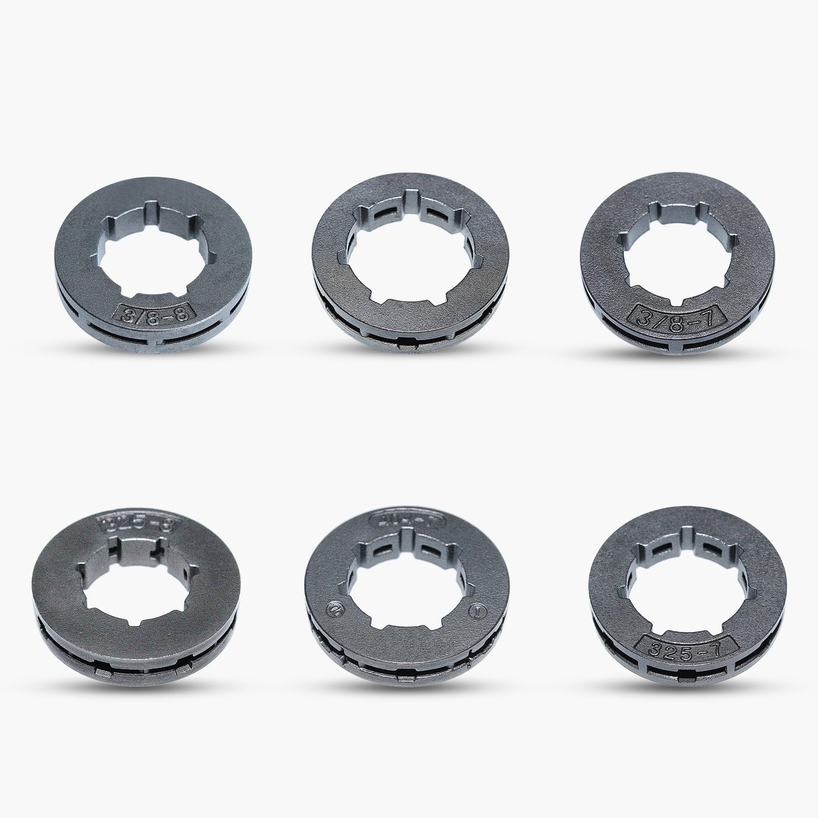 Haishine 6Pc Sprocket Rim 3/8" .325" .404"-7T/8T Kit for Husqvarna Stihl 2-Stroke Chainsaws Replace Oregon Parts