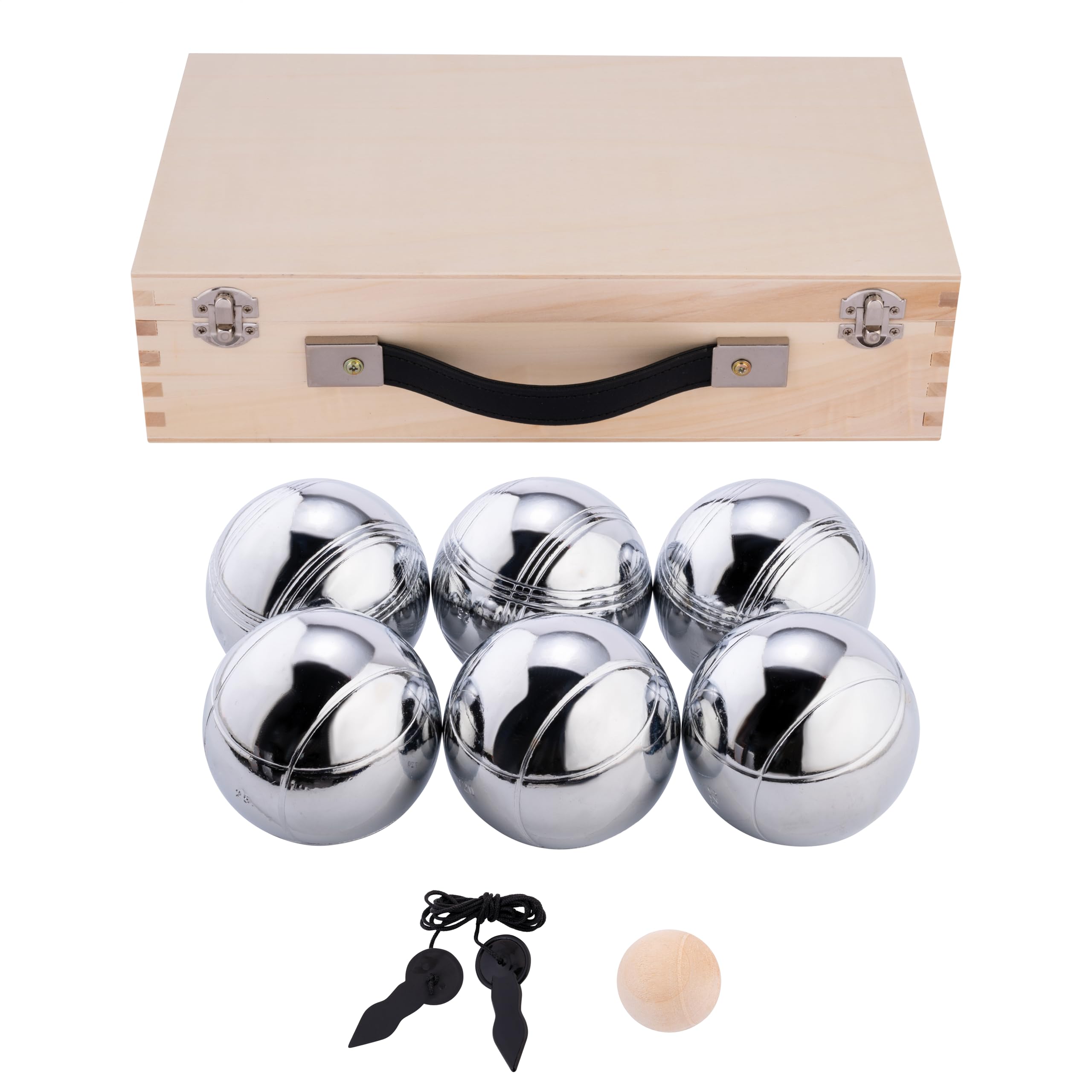 Engelhart - 6 metal boules set 720gr in sturdy wooden case - 010205