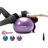 Finnhomy Exercise Ball (Multiple Colors) for Fitness, Stability, Gym, Balance & Yoga, Yoga Ball Chair, Balance Ball, Birthing Ball Swiss Ball Workout with Pump (Physical, Office, Home)