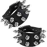 Manfnee Leather Cuff Bracelet Punk Bracelet Rock Braided Rivets Wristband for Men Women Adjustable