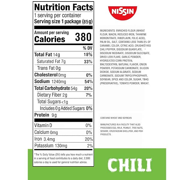 NISSIN TOP RAMEN NOODLE SOUP, CHILI, 3 OUNCE (PACK OF 24)