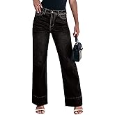 luvamia Wide Leg Jeans for Women High Waisted Flare Trendy Stretchy Denim Pants Baggy Classic Trouser Jeans with Pockets