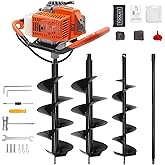 72CC Gas Powered Post Hole Digger with 6 Drill Bits (6", 8") &amp; 1 Ext | 2-Stroke Earth Auger, LightWeight Powerful, Easy start, One-Person Operation For Fence Posts, Garden, Tree Planting.
