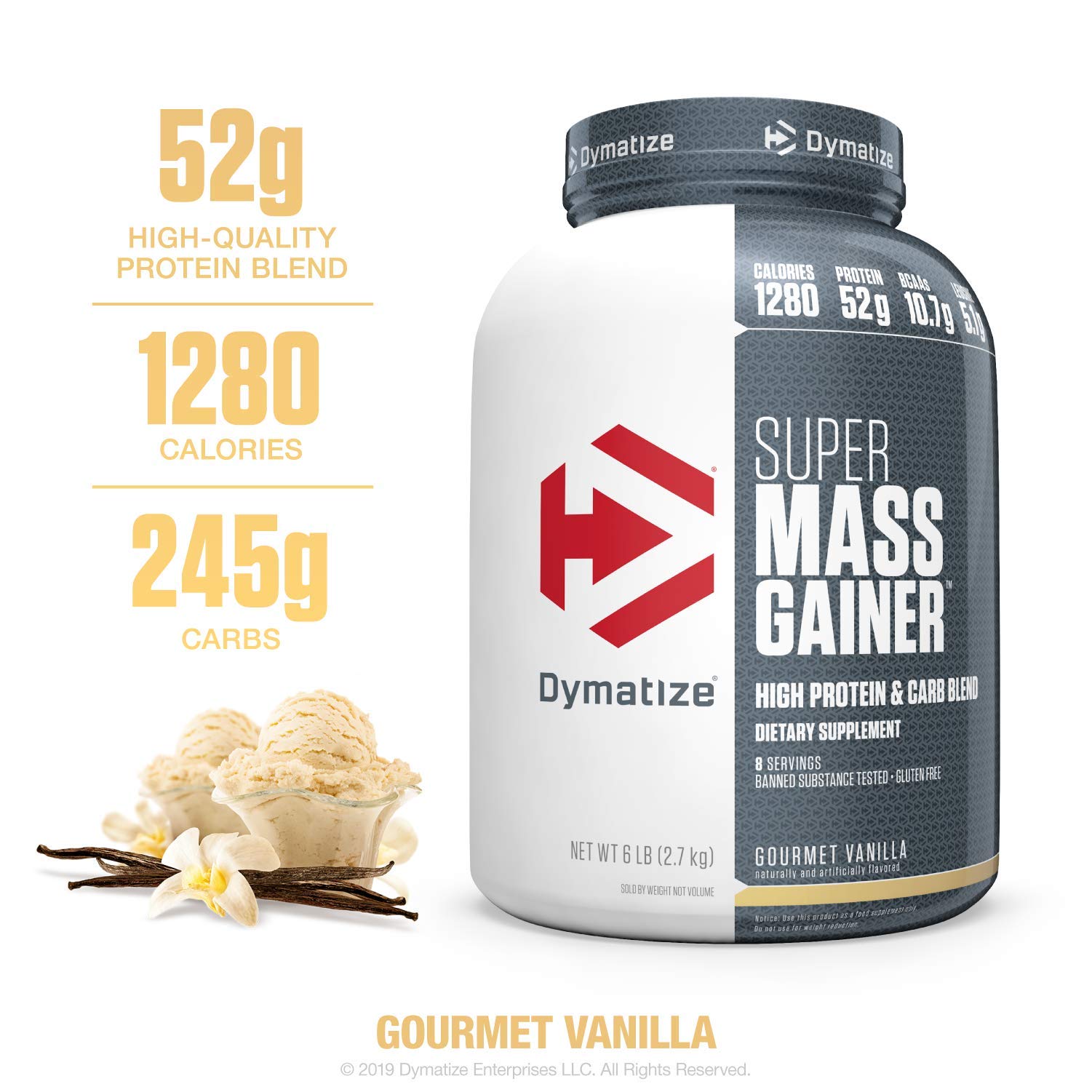 Dymatize Super Mass Gainer Protein Powder, 1280 Calories & 52g Protein