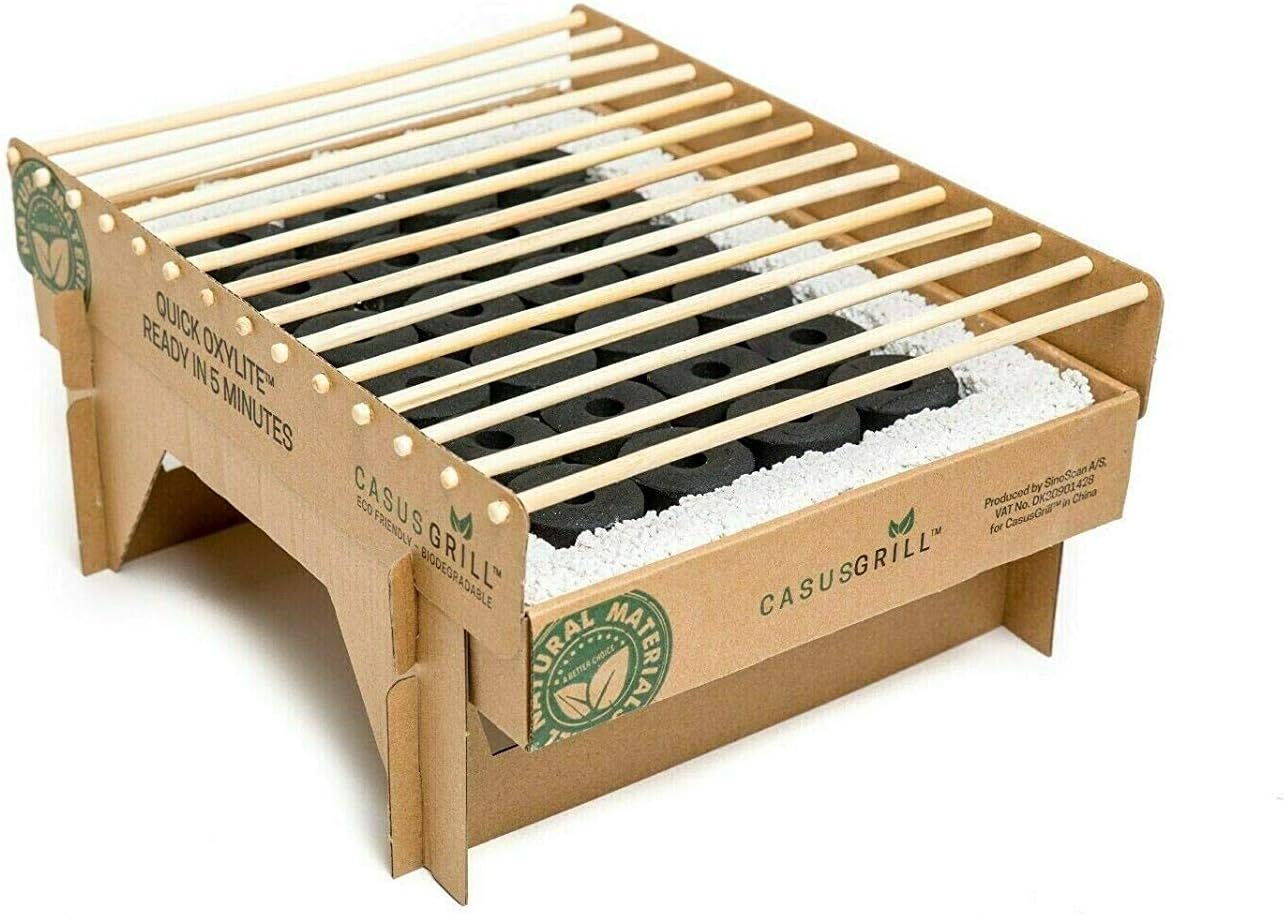 CASUSGRILL Instant One Hour Eco Friendly Biodegradable and Disposable Grill for On The Go (Pack of 2)