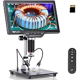 TOMLOV DM202 3K Digital Microscope, 10.1" HDMI Coin Soldering Magnifier | Full Coin View for Collectors, 38MP IPS Screen, Electronics Repair Scope with 10" Stand, Grid Line, Adjustable Lights, 16G