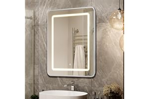 APRILSOUL 16X24 Inch Silver Bathroom Medicine Cabinet with Mirror, Recessed or Surface Lighted Medicine Cabinet with 3 Colors Temperature, Dimmable Light