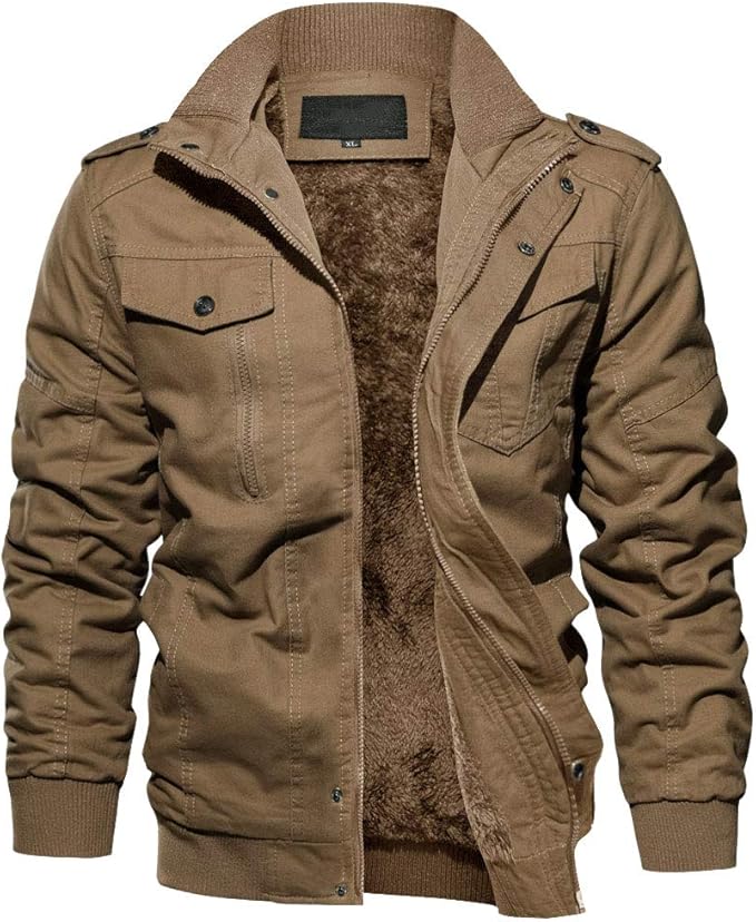 EKLENTSON Men's Thick Thermal Winter Jacket with Multi Pockets Zip