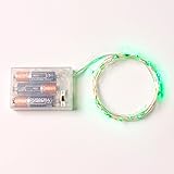 RTGS 20 Green Color Micro LED String Lights Battery Operated on 7.5 Feet Silver Wire