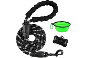 BARKBAY Dog Leashes for Large Dogs Heavy Duty Dog Leash 4/5/6 FT with Comfortable Padded Handle and Highly Reflective Threads for Medium Large Dogs Walking Training Running (5FT-1/2'',Black)