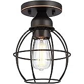 GRUENLICH Semi Flush Mount Ceiling Light Fixture for Outdoor and Indoor, E26 Medium Base 60W Max, Metal Housing and Metal Cag