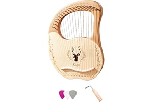 19-String Wooden Lyre Harp with Resonance Box Tuning Wrench 3pcs Picks Set of Strings Sticker and User String Instrument