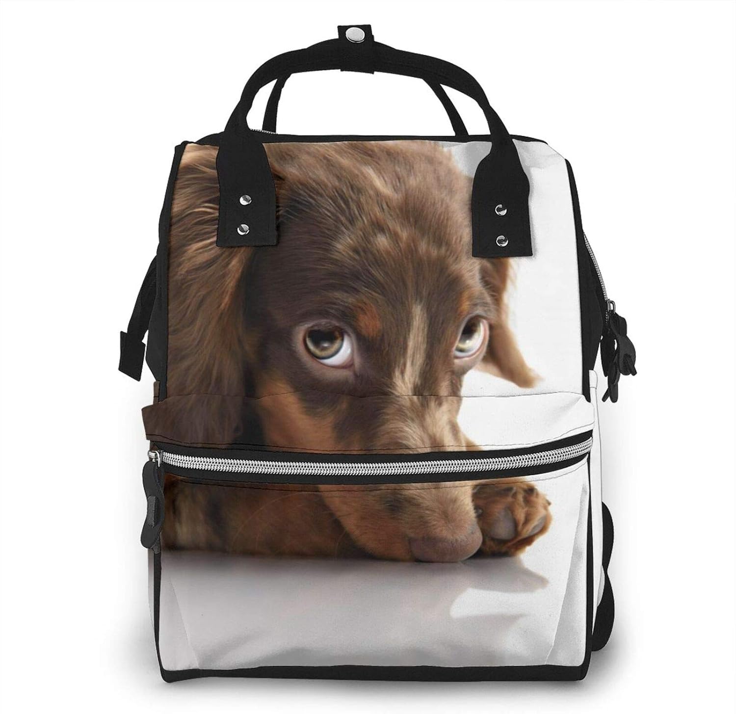 Cute Brown Spotted Dachshund Puppy Dog Diaper Bag Mummy Backpack Baby