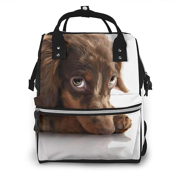 Cute Brown Spotted Dachshund Puppy Dog Diaper Bag Mummy Backpack Baby