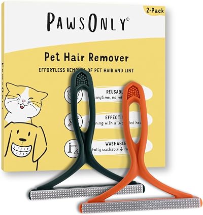 PawsOnly Pet Hair Remover Double Sided Plastic Brush Orange Green