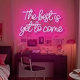 Xusdamyj The Best is Yet to Come Neon Sign for Wall Decor Word Light Up Signs for Bedroom Home Bar Wedding Birthday Party Kids Room Teens Gifts