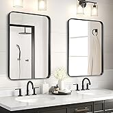 Fabuday Bathroom Mirrors Over Sink 2 Pack- 36x24 Inch Black Matte Framed Mirrors Wall Mounted, Large Rectangle Vanity Mirror Metal Frame for Bathroom Double Sink, Farmhouse, Bedroom, Restroom