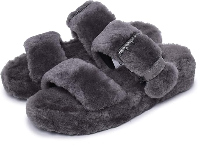 Amazon アグ サンダル ファズイヤー Fuzz Yeah レディース 女性 もこもこ ファー 黒 グレー 並行輸入品 Ugg アグ ファッションサンダル